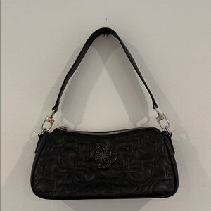 Guess Black Logo Pattern Shoulder Bag